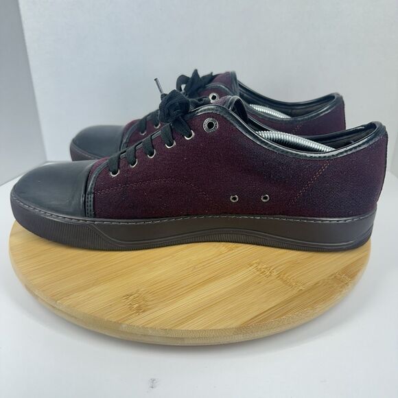 Lanvin DBB1 Suede And Patent Leather Sneakers Men\'s UK12 / US13 Toe Cap Burgundy main image 15